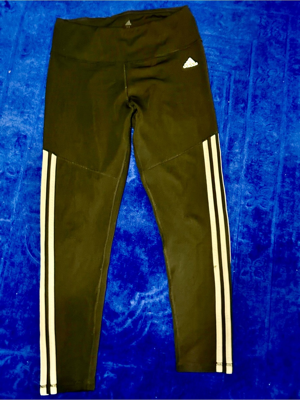 adidas Kids Black Leggings with White Stripes